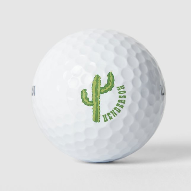 Pelotas De Golf Plantilla personalizada de Cactus verde moderno (Anverso)