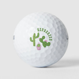 Pelotas De Golf Plantilla personalizada de color verde y rosa de l