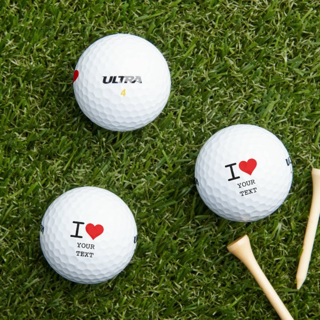 Pelotas De Golf Plantilla Yo Amo Amor (Césped in situ)