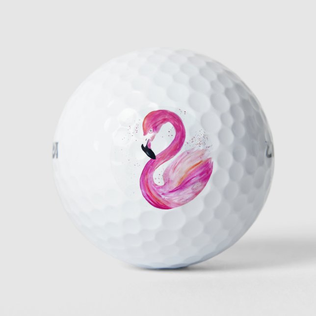 Pelotas De Golf Playa rosa Flamingo Cute Girly Tropical Bird (Anverso)