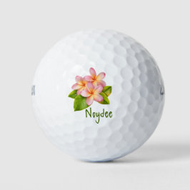 Pelotas De Golf Plumeria Frangipani Rosa, tu nombre, floral