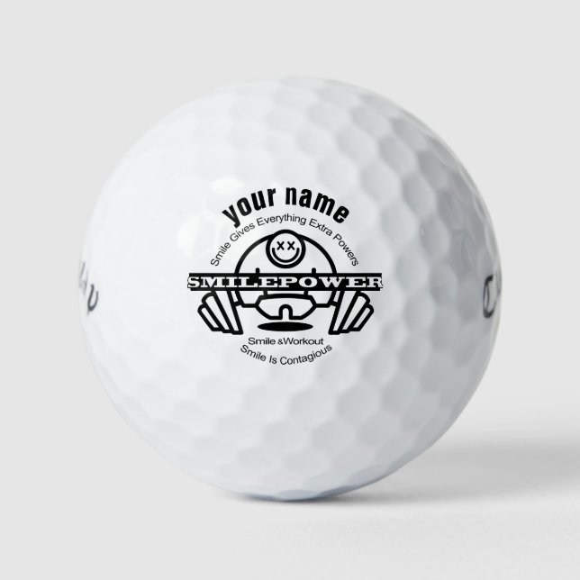 Pelotas De Golf poder sonriente con tu nombre (Anverso)