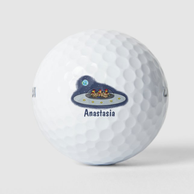Pelotas De Golf Pollos divertidos en el ilustracion del personaliz (Anverso)