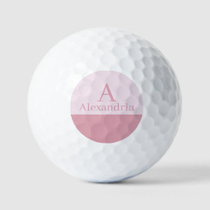 Pelotas De Golf Polvo de Rubor Rosa Monograma Nombre Minimalista I