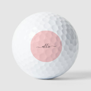 Pelotas De Golf Polvo Rosa Rubor Nombre Minimalista Moderno
