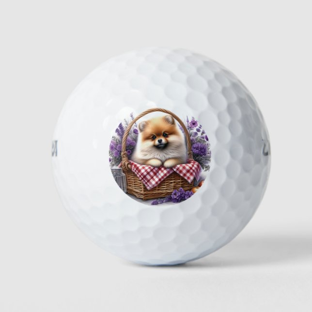 Pelotas De Golf Pomerania Cachorro de cachorro acuático de flores  (Anverso)