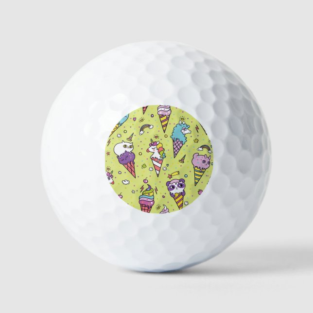 Pelotas De Golf Pop Cute Ice Cream: Patrón Animal (Anverso)