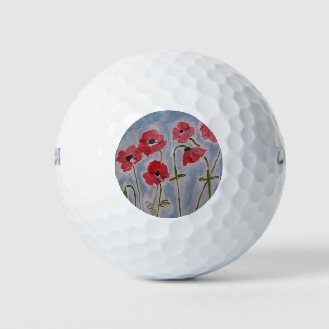 Pelotas De Golf Poppies rojos salvajes (Anverso)