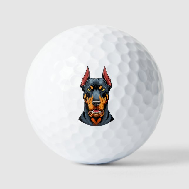Pelotas De Golf Portraits of a head Doberman dog front view (Anverso)