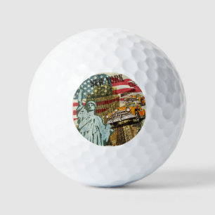 Pelotas De Golf Poster de viajes vintage de Nueva York.