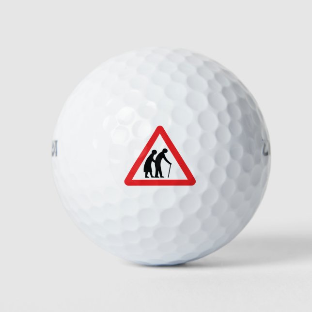 Pelotas De Golf PRECAUCIÓN Personas de edad avanzada - Rótulo de t (Anverso)
