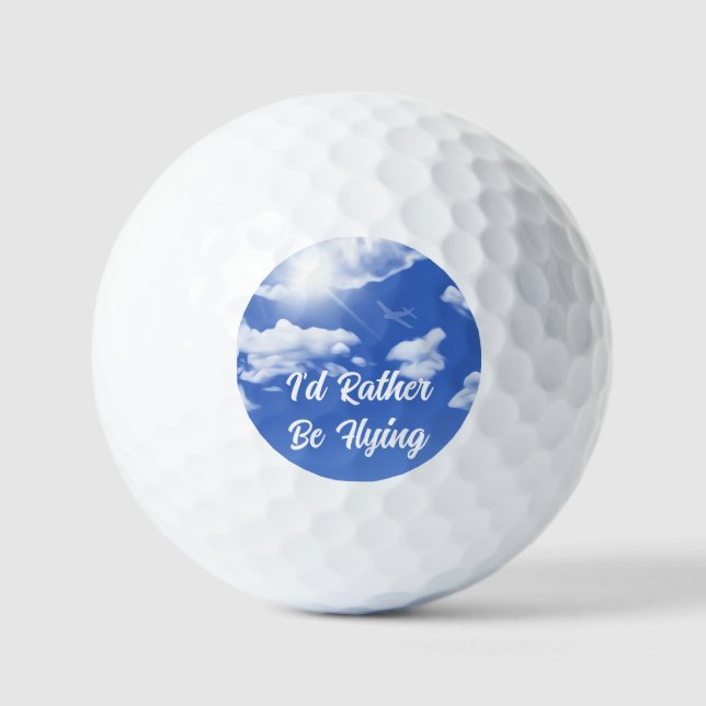 Pelotas De Golf "Preferiría Volar" Sky Plane Golf Balls (Anverso)