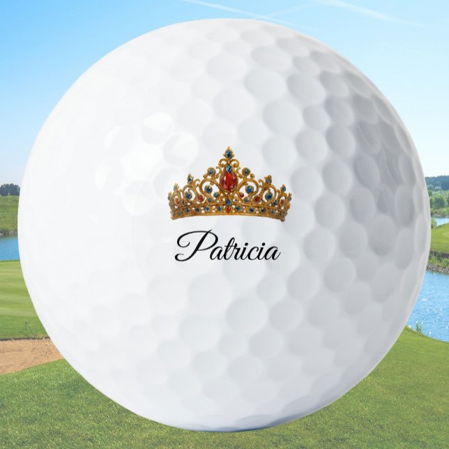 Pelotas De Golf Pretty Gold Crown and Custom Name (Subido por el creador)