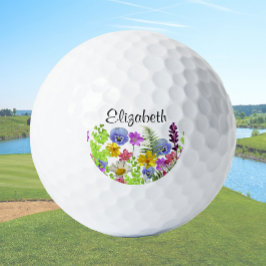 Pelotas De Golf Pretty wildflowers with custom name womens
