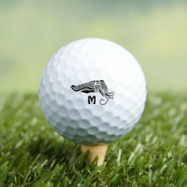 Pelotas De Golf Primitive Cuttlefish in a Dark Stencil Style