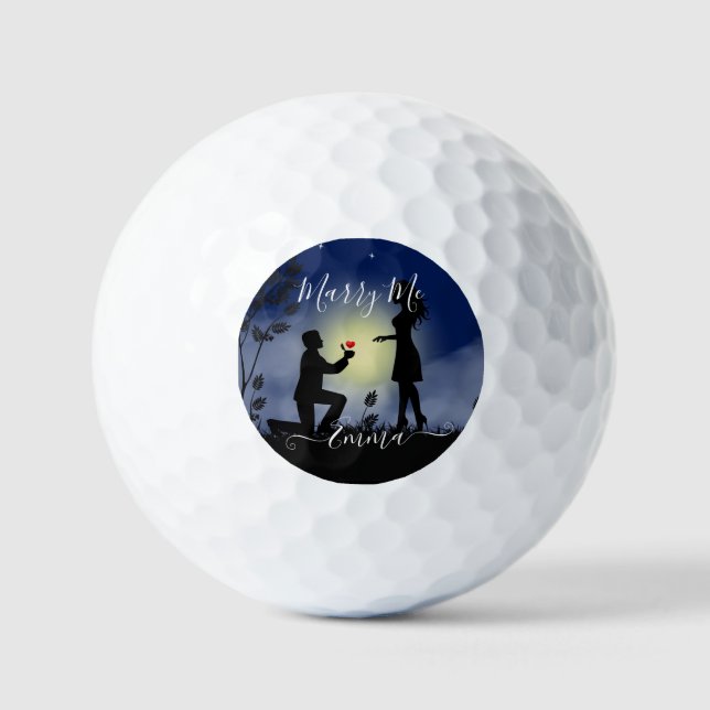 Pelotas De Golf Propuesta de matrimonio casada personalizada (Anverso)