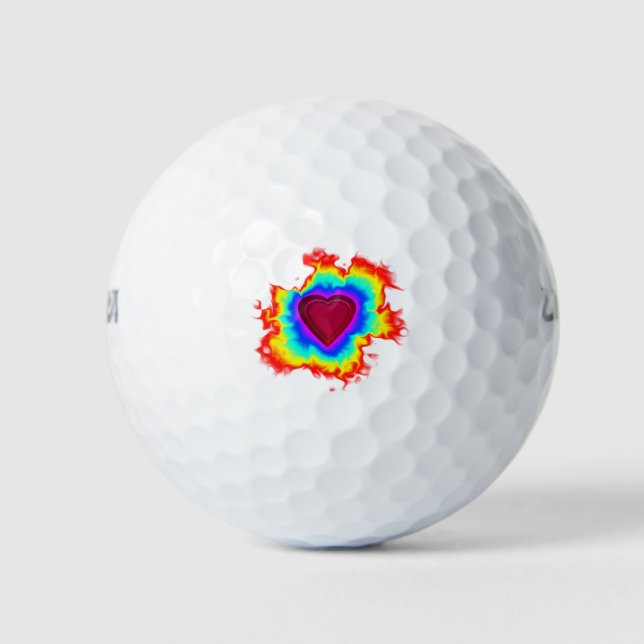 Pelotas De Golf Psicodelia Aura de doble corazón (Anverso)