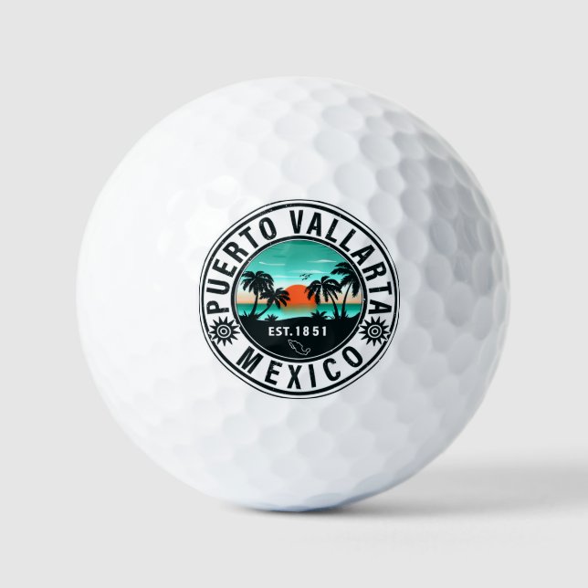 Pelotas De Golf Puerto Vallarta México Retro Sunset Souvenirs 60 (Anverso)