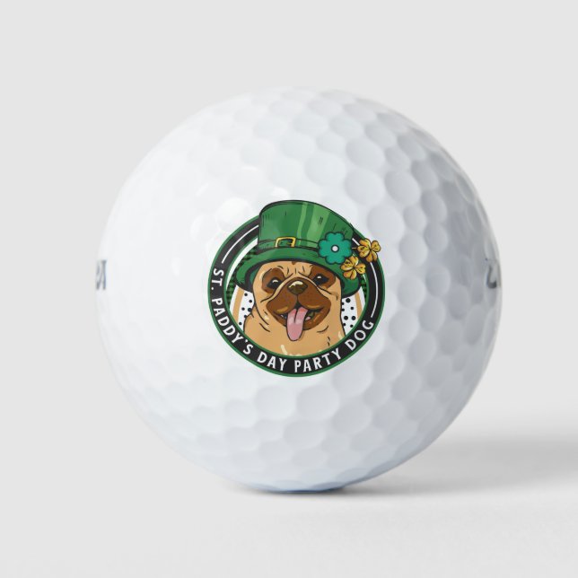 Pelotas De Golf Pug para el Fiesta de St Patrick's Day Paddy (Anverso)