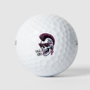 Pelotas De Golf Punk Calavera Vibes. Guay Skull con gafas de sol D