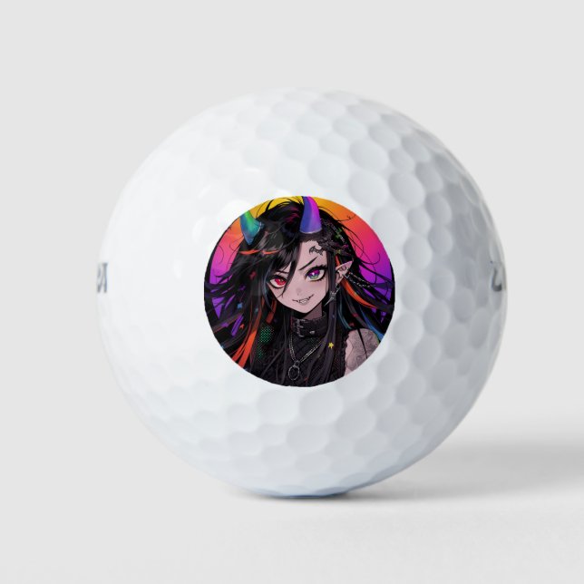 Pelotas De Golf Punk de  de Gótico con cuerno de arcoiris, Chica a (Anverso)