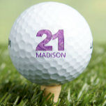 Pelotas De Golf Purple 21st Birthday Golfer Gift 21 Years elegante<br><div class="desc">Regalo de golfista morado 21º cumpleaños 21 años elegantes de golf en bolas. Celebre un memorable cumpleaños 21 con esta elegante pelota de golf, con un "21" en un hermoso patrón paisley violeta y personalizada con un nombre. Perfecto para los adultos jóvenes amantes del golf que alcanzan este hito, este...</div>