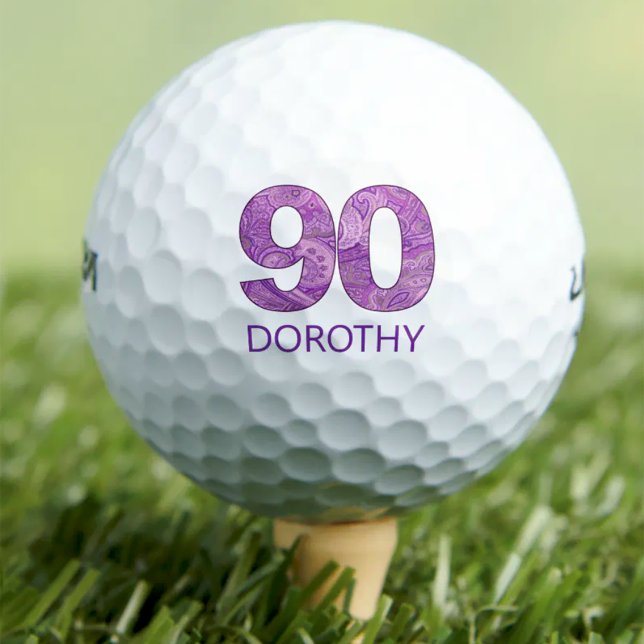 Pelotas De Golf Purple 90th Birthday Golfer Gift 90 Years elegante (Subido por el creador)