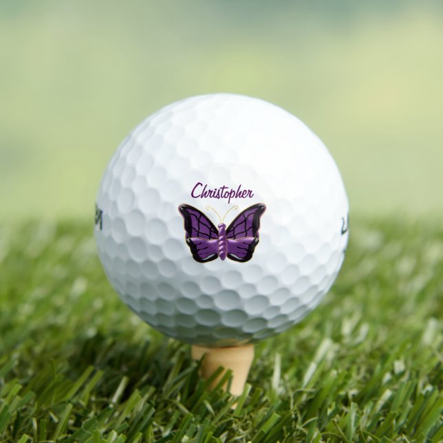 Pelotas De Golf Purple Butterfly Design (Camiseta in situ)