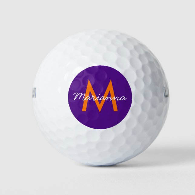 Pelotas De Golf Purple Crea tu propio monograma personalizado (Anverso)