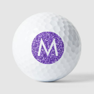 Pelotas De Golf Purple Sparkly Look Moderno Personalizado Inicial