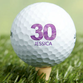 Pelotas De Golf Púrpura 30 cumpleaños Regalo de golf 30 años elega