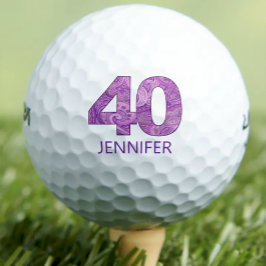 Pelotas De Golf Púrpura 40 cumpleaños Regalo de golfista 40 años e