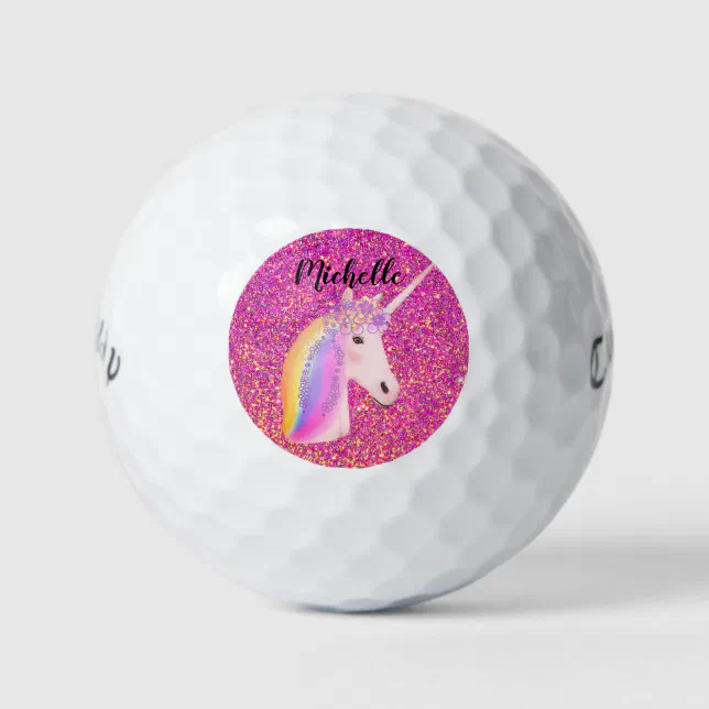 Pelotas De Golf Purpurina arcoiris m gico rosa uni orn personaliza