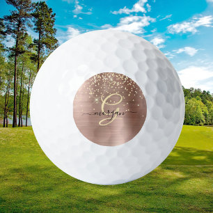 Pelotas De Golf Purpurina de oro, Monograma de oro, Nombre de guió