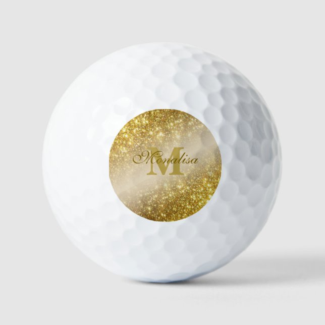 Pelotas De Golf Purpurina dorado personalizado (Anverso)