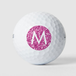 Pelotas De Golf Purpurina rosa brillante Monograma moderno inicial