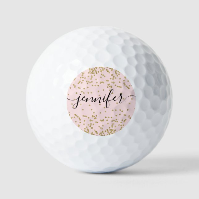 Pelotas De Golf Purpurina rosa y dorado (Anverso)
