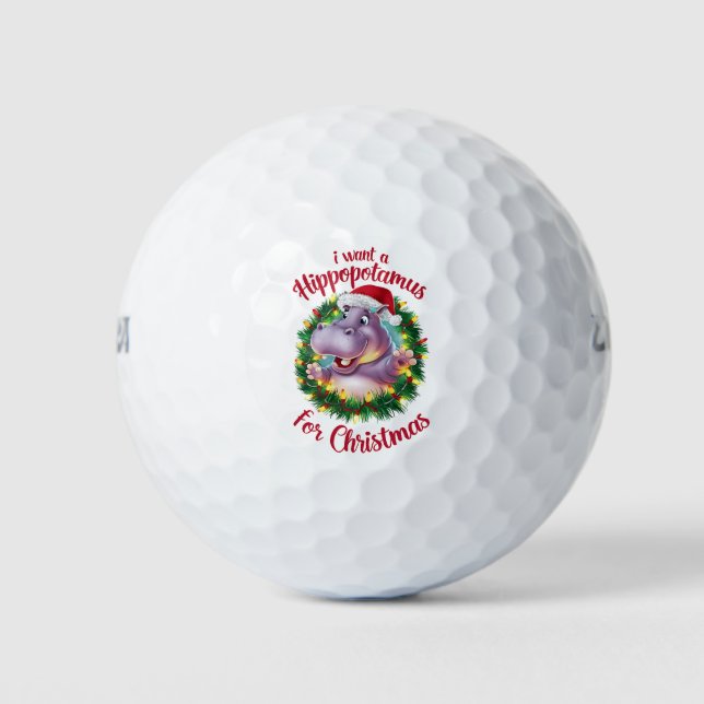 Pelotas De Golf Quiero Hipopótamo Para Navidades Xmas Hippo (Anverso)