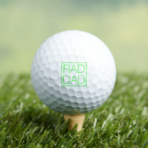 Pelotas De Golf Rad Dad neón verde tipografía cuadrada minimalista