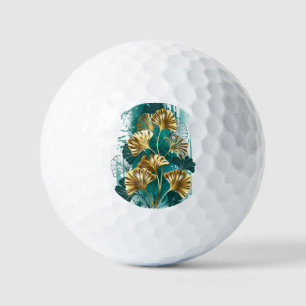 Pelotas De Golf Rama con hojas doradas Ginko Biloba