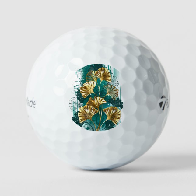 Pelotas De Golf Rama con hojas doradas Ginko Biloba (Anverso)