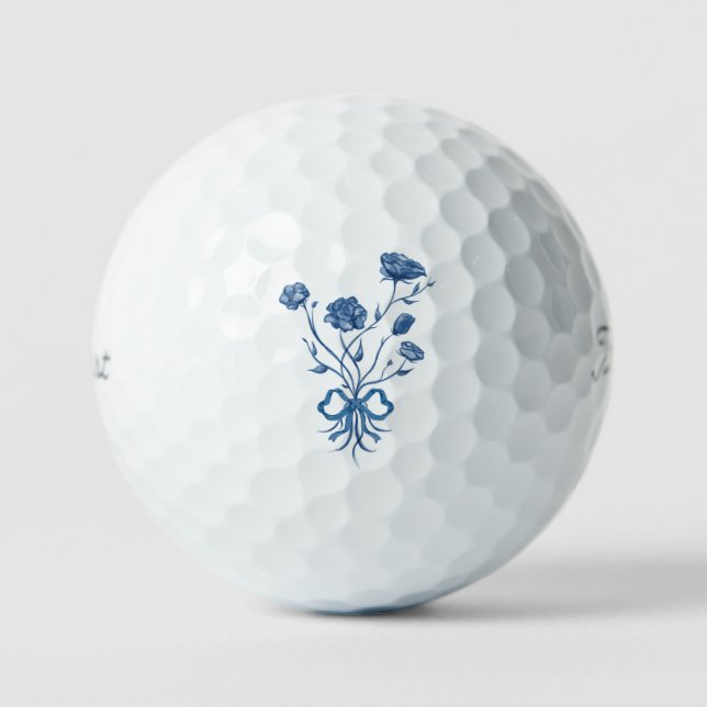 Pelotas De Golf Ramo Floral Con Lazo Azul  (Anverso)