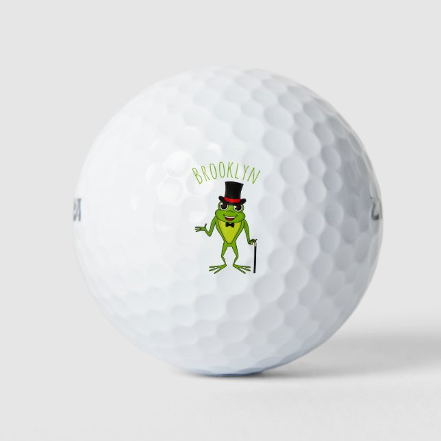 Pelotas De Golf Rana divertida con personalizado de sombrero super (Anverso)