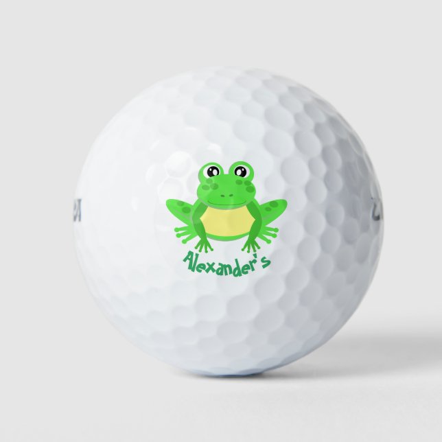 Pelotas De Golf Rana kawaii verde Personalizado (Anverso)