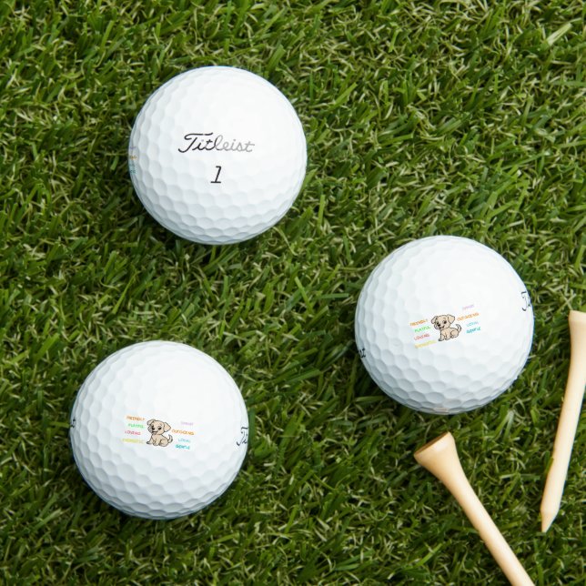 Pelotas De Golf Rasgos de Lab Amarillo Cartoon (Césped in situ)