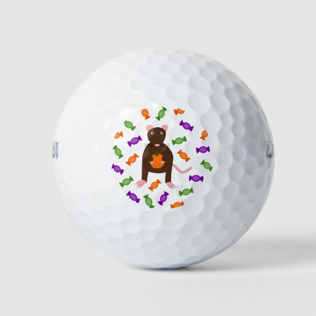 Pelotas De Golf Rata de Halloween y calabaza (Anverso)