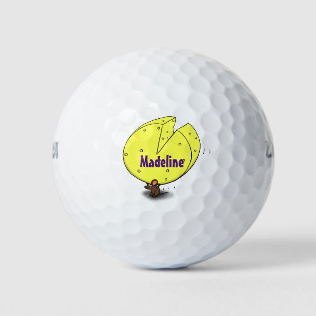 Pelotas De Golf Ratón blanco con ilustracion personalizado de ques (Anverso)