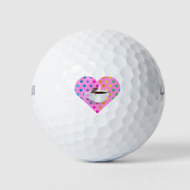 Pelotas De Golf ratón de café de corazón (Anverso)