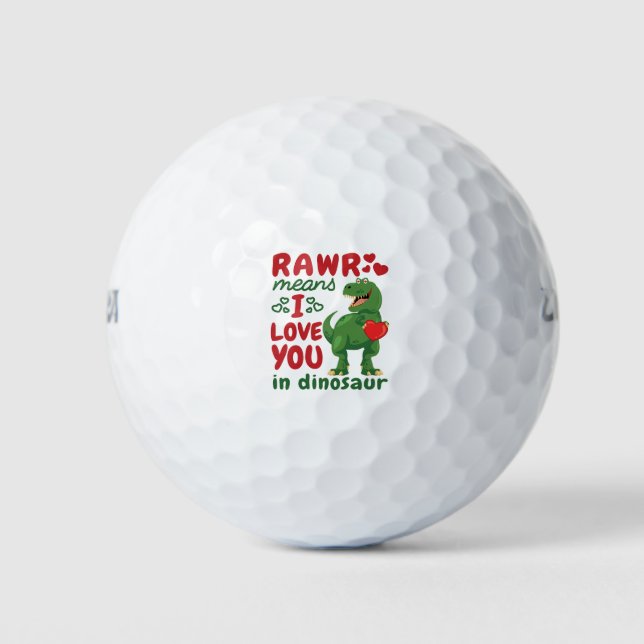 Pelotas De Golf Rawr Significa Que Te Amo En Dinosaurio (Anverso)