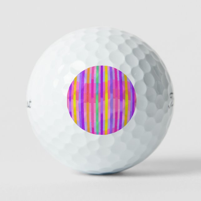 Pelotas De Golf Rayas de arcoíris pastel lindas (Anverso)